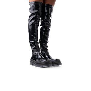 L'INTERVALLE Tianjin Black Naplack | Thigh-High Boots | Size 38